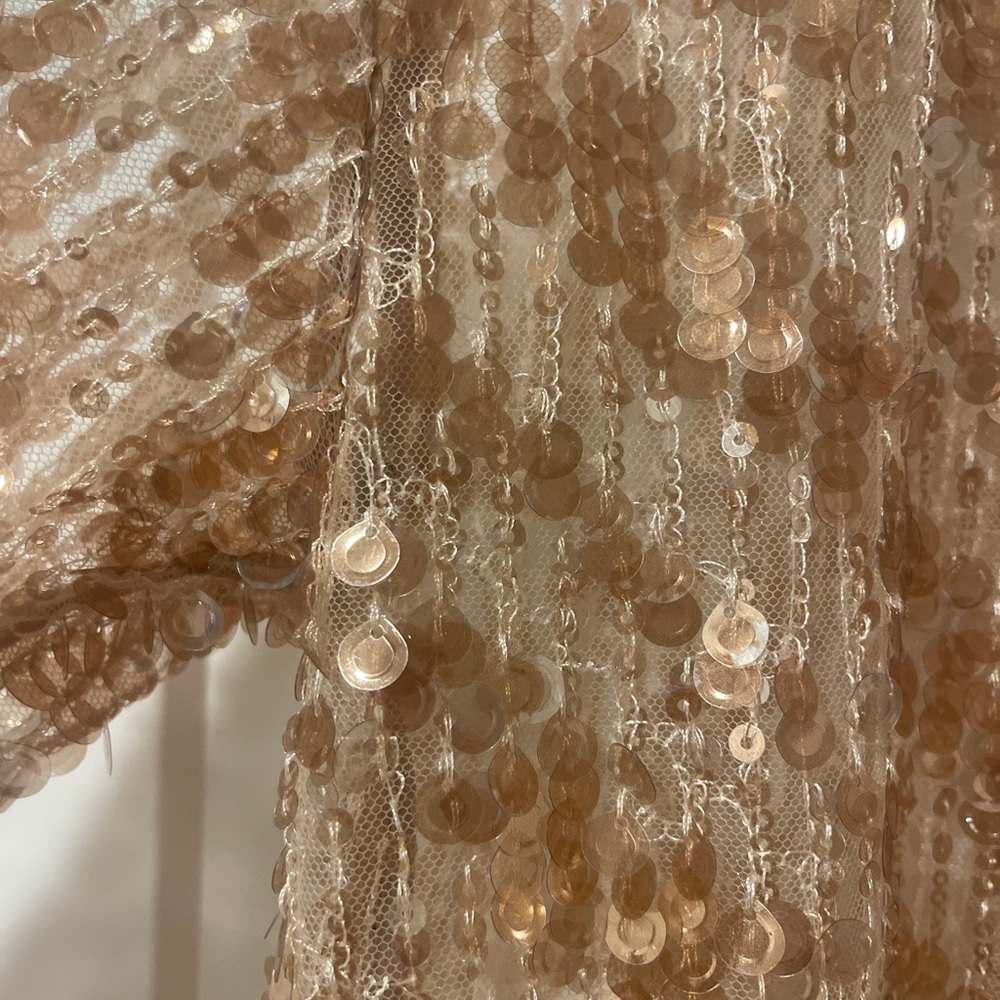 Zara Gold Sequin Long Coat - Picture 6 of 7